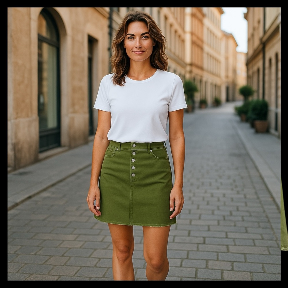 Talbots NWOT Olive Green Button-Up Skirt Size 14 Style and Quality!
